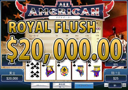 All American Video Poker でROYAL FLUSH 賞金20,000.00ドル獲得！ 